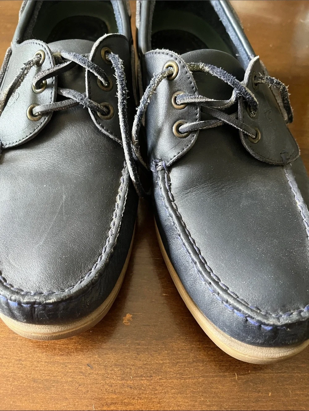 Florsheim Dark Blue Leather Boat Shoes with Lace